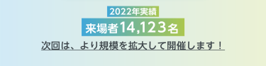 2022年実績　来場者14,123名　次回は、より規模を拡大して開催します！